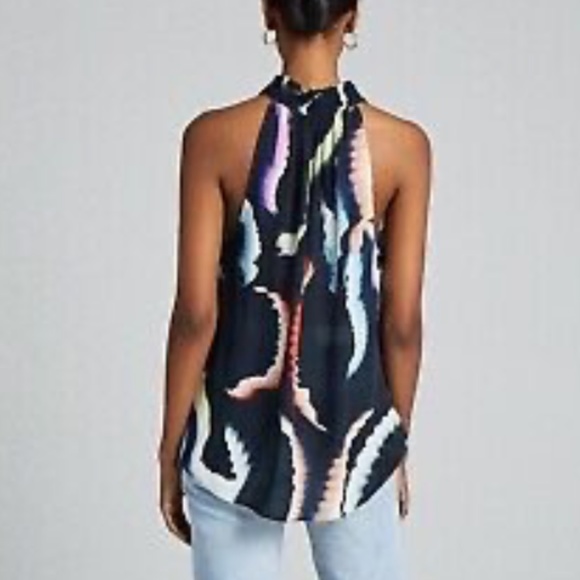 A.L.C Silk Sleeveless Minelli Top in Navy Abstract - Picture 5 of 5